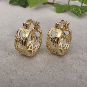 Gold Filled Small Hoop Earrings Heart Detail